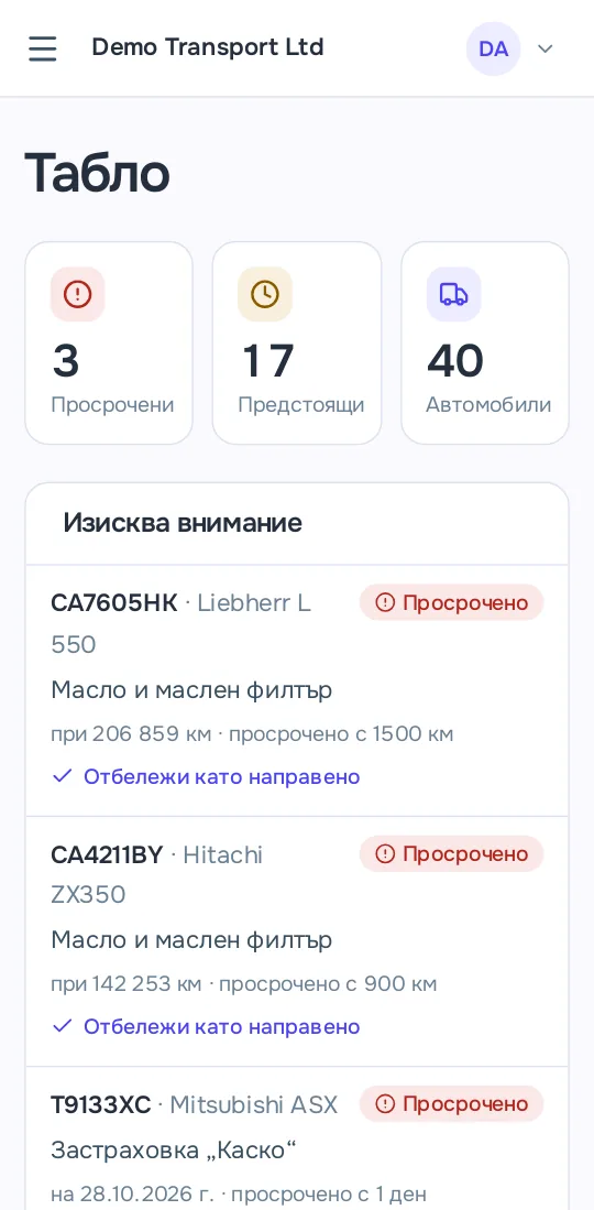 Таблото на Fix.bg на телефон